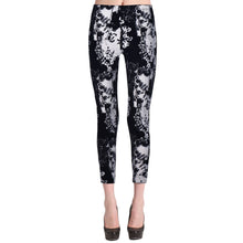 Women Flower Print Leggings High Elastic Ink And Wash Painting Slim Pants J4U66
