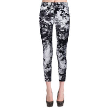Women Flower Print Leggings High Elastic Ink And Wash Painting Slim Pants J4U66