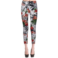 Women Flower Print Leggings High Elastic Ink And Wash Painting Slim Pants J4U66