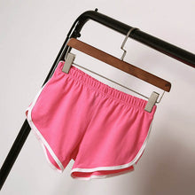women cotton blend shorts 4 colors contrast binding side split elastic waist patchworf casual shorts J4U66