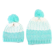 2Pcs 5 Colors Mother Baby Crochet Hats Toddler Kids Boys Girls Knitted Beanie Hat Children Adult Warm Pompon Caps J4U66