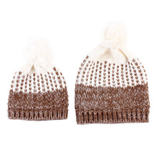 2Pcs 5 Colors Mother Baby Crochet Hats Toddler Kids Boys Girls Knitted Beanie Hat Children Adult Warm Pompon Caps J4U66