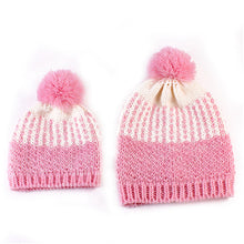 2Pcs 5 Colors Mother Baby Crochet Hats Toddler Kids Boys Girls Knitted Beanie Hat Children Adult Warm Pompon Caps J4U66