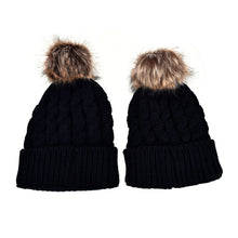 2Pcs Mother Kids Child Baby Warm Knit Beanie Pom Hat Crochet Ski Cap 6 Colors J4U66