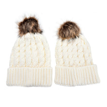 2Pcs Mother Kids Child Baby Warm Knit Beanie Pom Hat Crochet Ski Cap 6 Colors J4U66