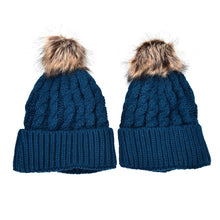 2Pcs Mother Kids Child Baby Warm Knit Beanie Pom Hat Crochet Ski Cap 6 Colors J4U66