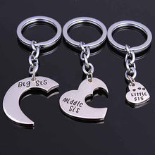 3pc Family Charm Keyring Big Middle Little Sis Sister Heart Keychains Women Girl Friends  J4U66