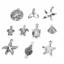 40Pcs Bulk Tibetan Style Alloy Pendants Conch shells Sea Star anchor Mix Pendants Charms DIY Jewelry J4U66
