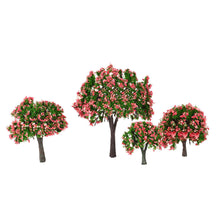 4pcs plastic trees model white and pink flower trees model train layout garden scenery diorama miniature model toys J4U66