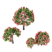 4pcs plastic trees model white and pink flower trees model train layout garden scenery diorama miniature model toys J4U66