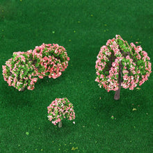 4pcs plastic trees model white and pink flower trees model train layout garden scenery diorama miniature model toys J4U66