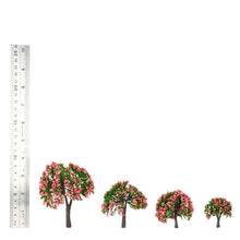4pcs plastic trees model white and pink flower trees model train layout garden scenery diorama miniature model toys J4U66