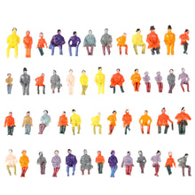 50Pcs colorful People Model Painted Model Toy Figures Train Passenger Model Seated People Building Layout 1:7 Scale for Kid J4U66