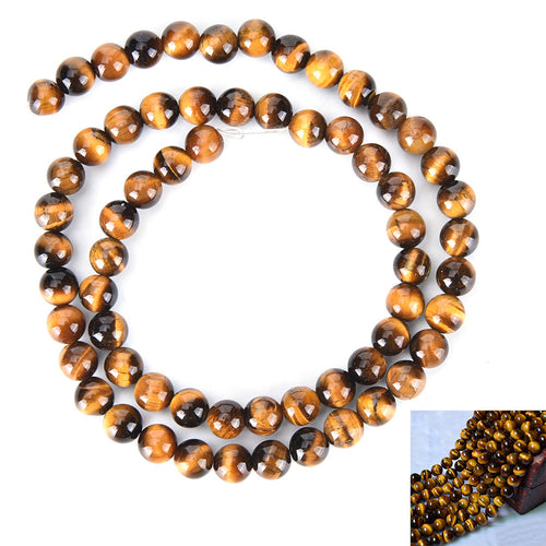 6mm Women Yellow Tiger Eyes Round Beads Natural Stone Tigerite For DIY Bracelet Gift J4U66