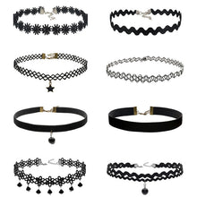 8Pcs Sexy Gothic Punk Collar Necklace Velvet Tattoo Lace Choker With Star Pendant Jewelery For Women J4U66