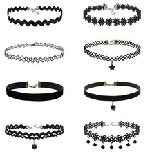 8Pcs Sexy Gothic Punk Collar Necklace Velvet Tattoo Lace Choker With Star Pendant Jewelery For Women J4U66