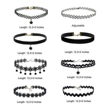 8Pcs Sexy Gothic Punk Collar Necklace Velvet Tattoo Lace Choker With Star Pendant Jewelery For Women J4U66