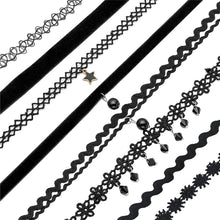8Pcs Sexy Gothic Punk Collar Necklace Velvet Tattoo Lace Choker With Star Pendant Jewelery For Women J4U66