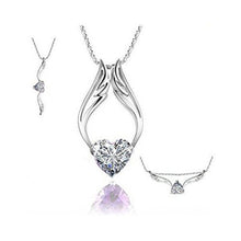 Angle Wing Heart Pendant Necklace Rhinestone Crystal Necklace Women Jewelry 2 Color J4U66
