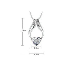 Angle Wing Heart Pendant Necklace Rhinestone Crystal Necklace Women Jewelry 2 Color J4U66