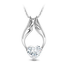 Angle Wing Heart Pendant Necklace Rhinestone Crystal Necklace Women Jewelry 2 Color J4U66