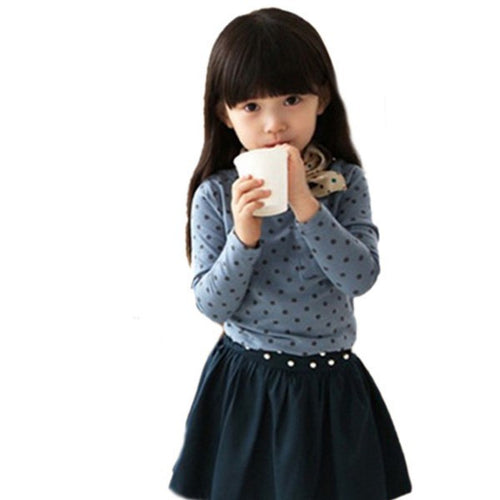 arival baby girls blouse polka dot long sleeve shirt tops blouse casual cotton kids clothes J4U66