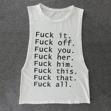 Cool Women Letter T-Shirt White Printing Sleeveless Sweatshirt O-Neck Femme Vogue T-Shirt J4U66