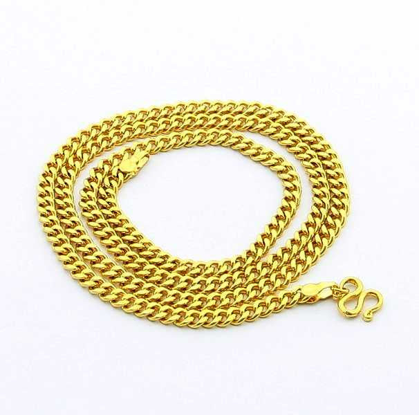 24k gp gold plated necklace mens women yellow gold golden jewelry necklace yhdn077 J4U66
