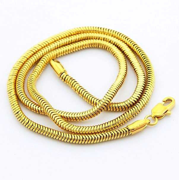 24k gp gold plated necklace mens women yellow gold golden jewelry necklace yhdn052 J4U66
