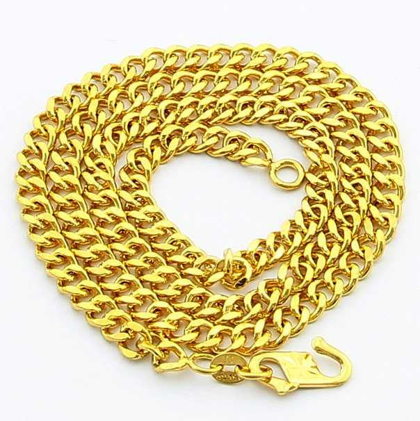 24k gp gold plated necklace mens women yellow gold golden jewelry necklace yhdn072 J4U66