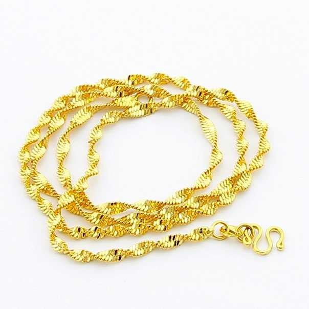 24k gp gold plated necklace mens women yellow gold golden jewelry necklace yhdn07 J4U66