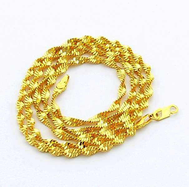 24k gp gold plated necklace mens women yellow gold golden jewelry necklace yhdn070 J4U66
