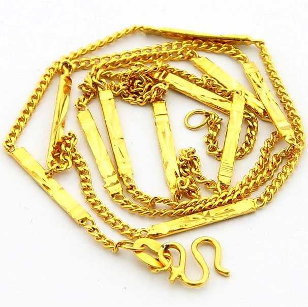 24k gp gold plated necklace mens women yellow gold golden jewelry necklace yhdn0 J4U66