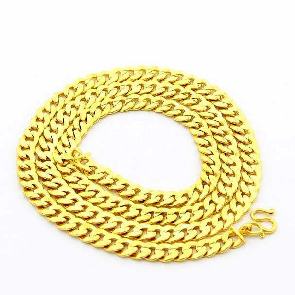 24k gp gold plated necklace mens women yellow gold golden jewelry necklace yhdn02 J4U66