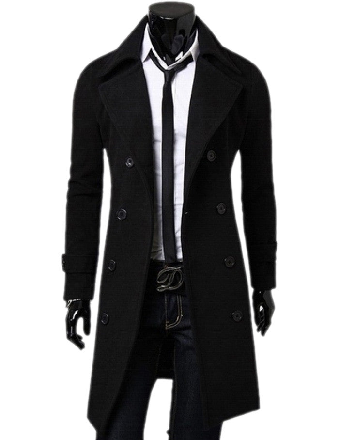 Fashion Warm Men Trench Double Breasted Overcoat Long Jackets Outwear Top  J4U66