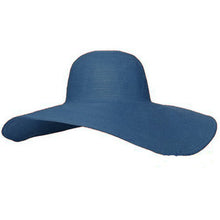 cute women straw beach hat wide large brim foldable sun hat royal blue J4U66