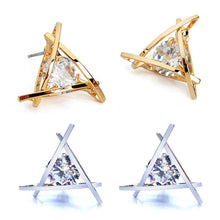 High-end Elegant Stud Earrings Sliver Gold Triangle Earrings For Women Jewelry Gifts  J4U66