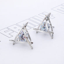 High-end Elegant Stud Earrings Sliver Gold Triangle Earrings For Women Jewelry Gifts  J4U66