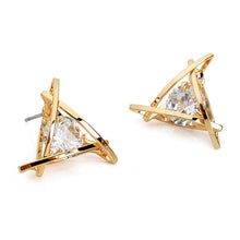 High-end Elegant Stud Earrings Sliver Gold Triangle Earrings For Women Jewelry Gifts  J4U66