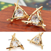High-end Elegant Stud Earrings Sliver Gold Triangle Earrings For Women Jewelry Gifts  J4U66