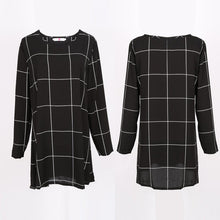 free style women mini o neck neck plaid dress long sleeve swing party casual dresses plus sizes J4U66