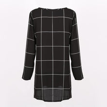 Free Style Mini O-Neck Neck Plaid Dress Long Sleeve Swing Party Casual XL Dresses Plus Sizes J4U66