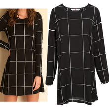 free style women mini o neck neck plaid dress long sleeve swing party casual dresses plus sizes J4U66