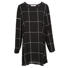 free style women mini o neck neck plaid dress long sleeve swing party casual dresses plus sizes J4U66