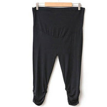 Pregnant Elastic Capris Pants Solid Pleated Cotton Maternity Clothes Leggings J4U66