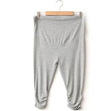 Pregnant Elastic Capris Pants Solid Pleated Cotton Maternity Clothes Leggings J4U66
