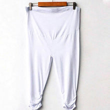 pregnant women elastic capris pants solid pleated cotton maternity clothes leggings J4U66