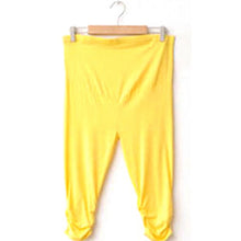 Pregnant Elastic Capris Pants Solid Pleated Cotton Maternity Clothes Leggings J4U66