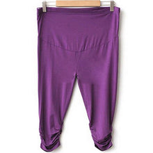 Pregnant Elastic Capris Pants Solid Pleated Cotton Maternity Clothes Leggings J4U66