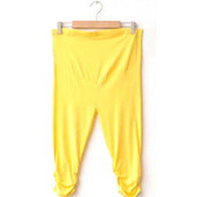 pregnant women elastic capris pants solid pleated cotton maternity clothes leggings J4U66
